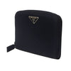 Portefeuille compact Prada en nylon noir à fermeture éclair
