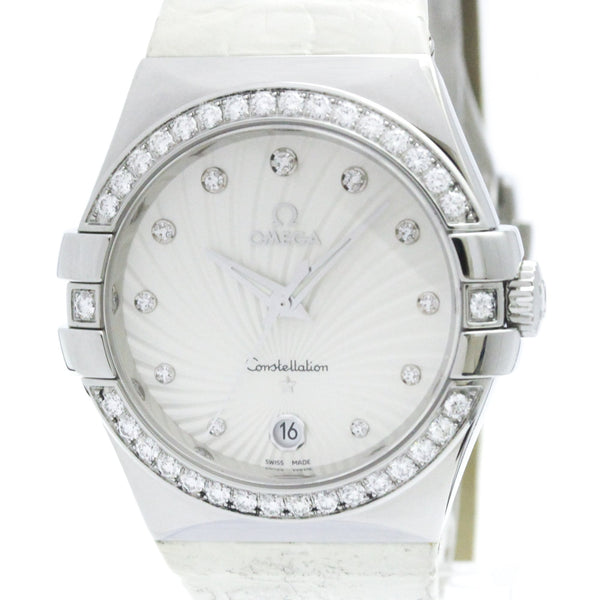 Reloj OMEGA Constellation de cuarzo en acero con diamantes y esfera de nácar 123.18.35.60.52.001, pulido