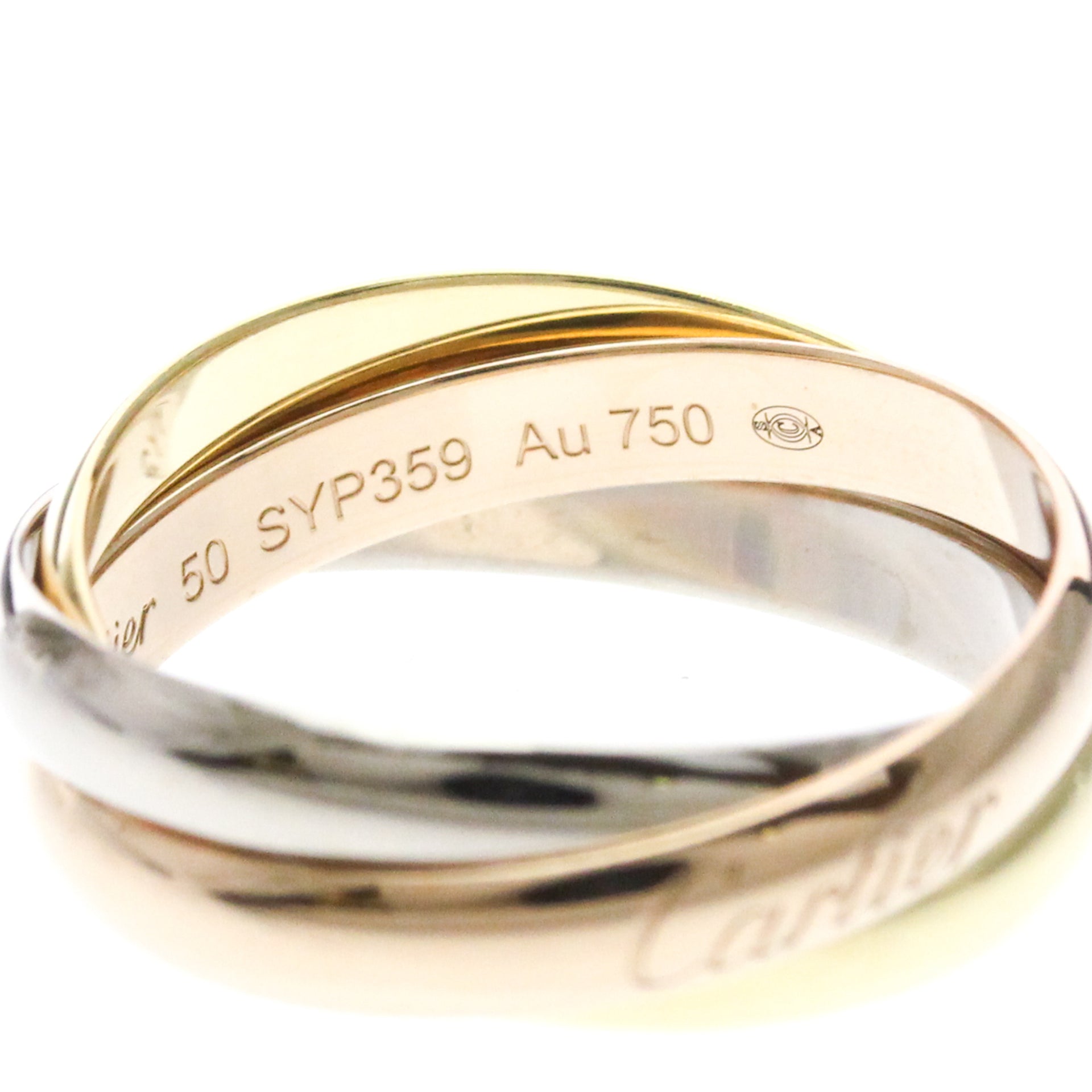 CARTIER Trinity Ring 18K YG WG PG Polished 8