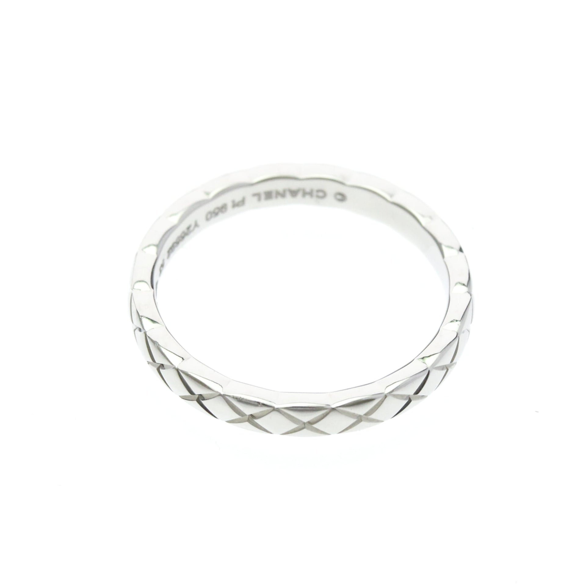 Chanel Coco Crush Ring Mini Model Platinum Fashion No Stone Band Ring Silver 9