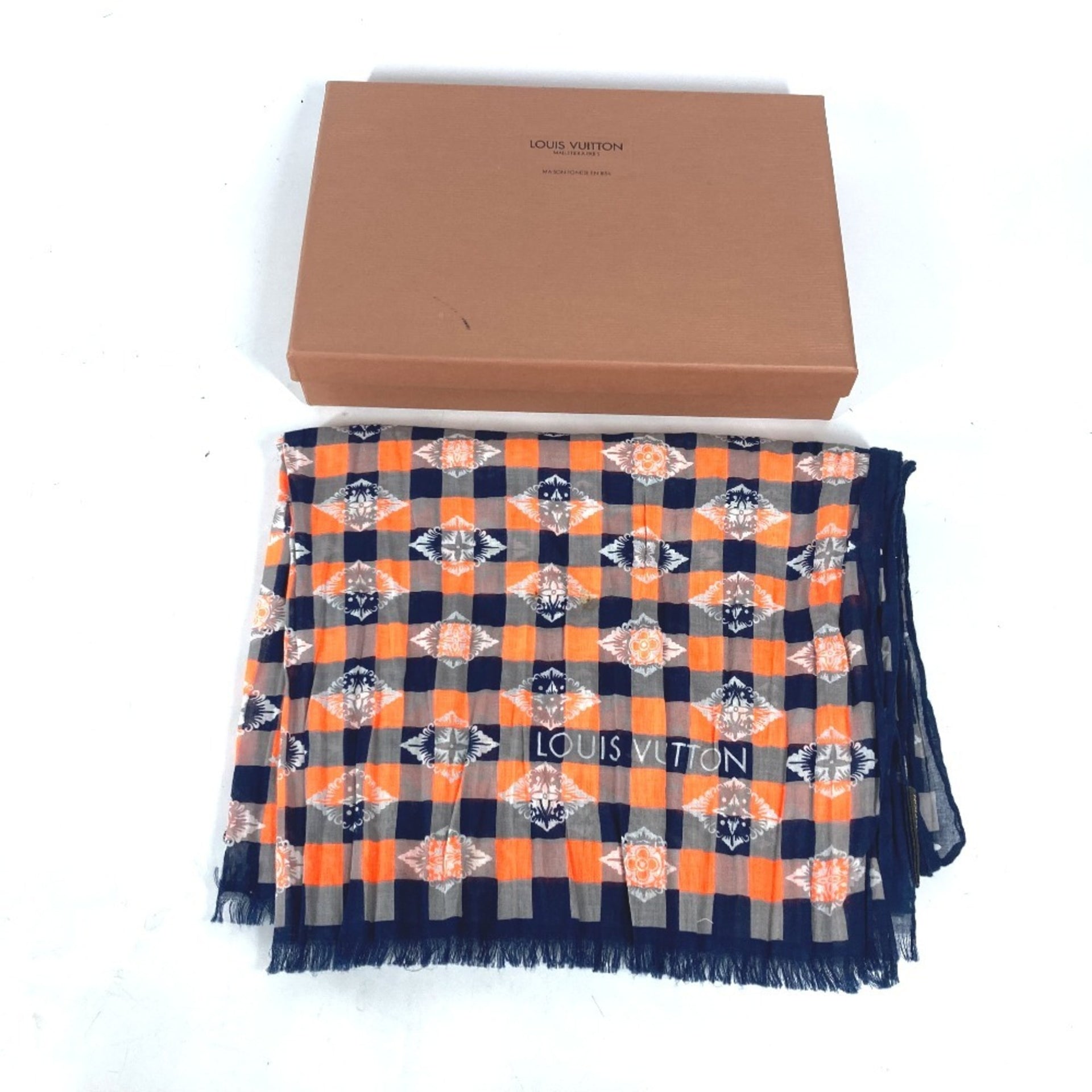 Estola tipo chal LOUIS VUITTON de algodón para hombre, naranja 4