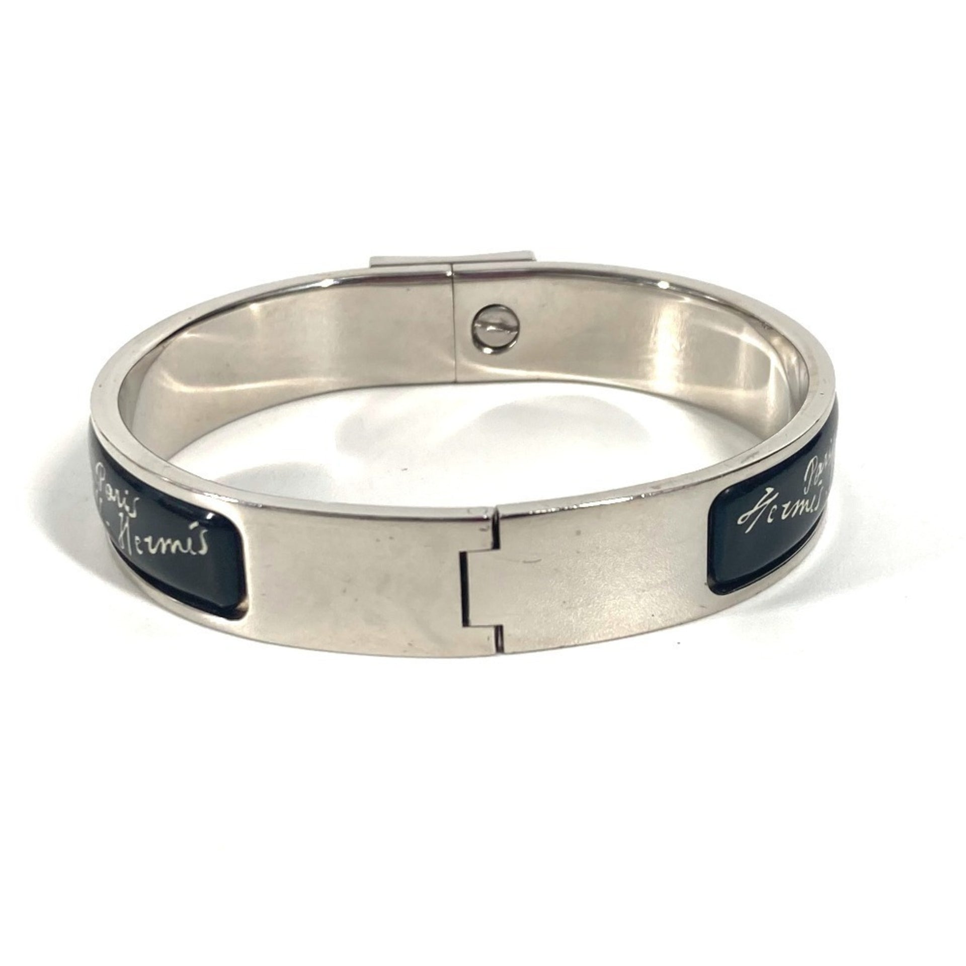 HERMES Hermes enamel bracelet accessory bangle metal ladies black 2
