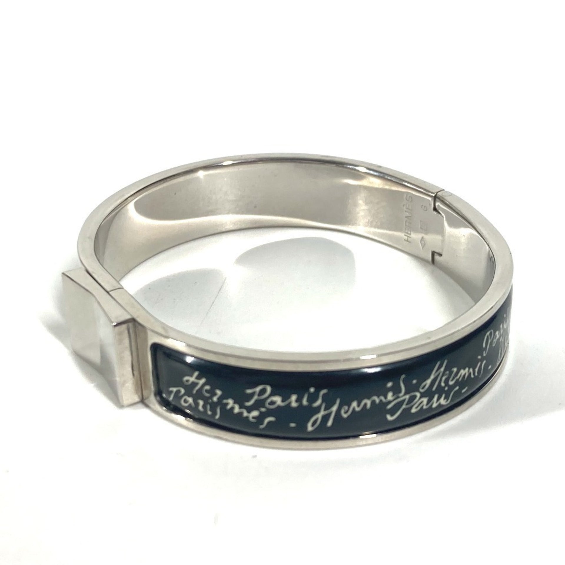 HERMES Hermes enamel bracelet accessory bangle metal ladies black 4