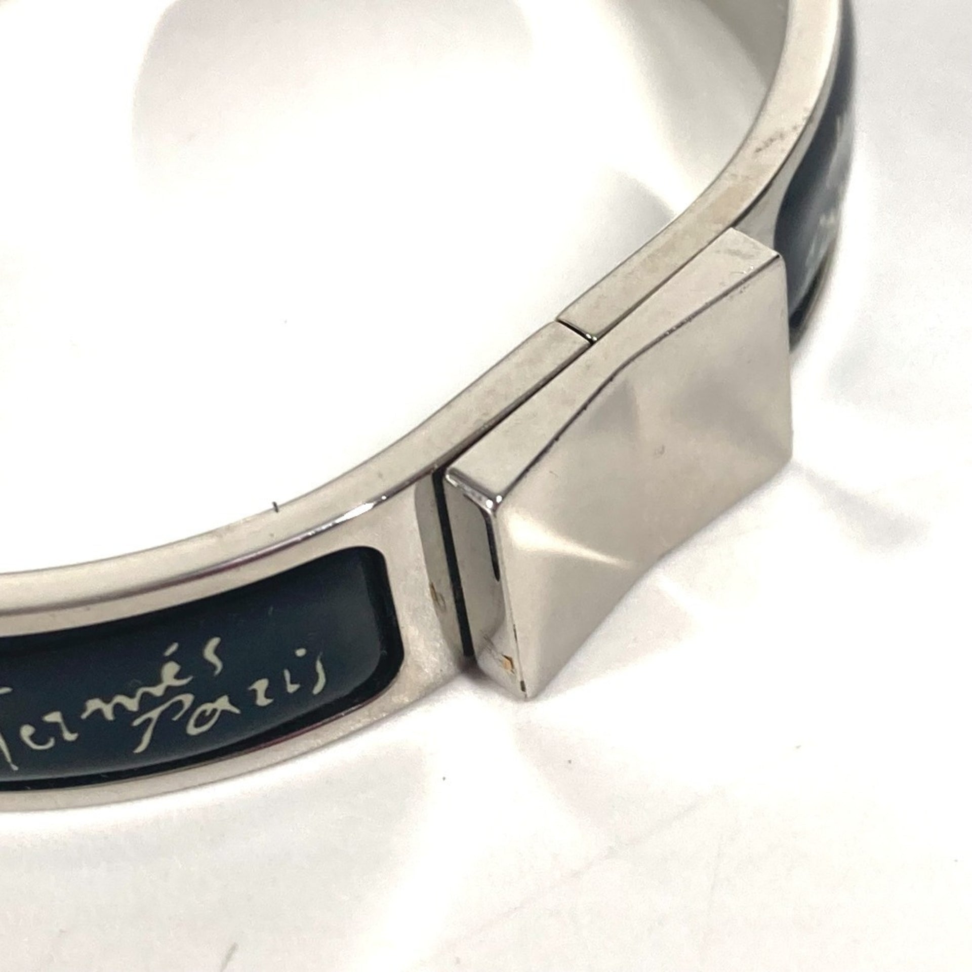 HERMES Hermes enamel bracelet accessory bangle metal ladies black 5