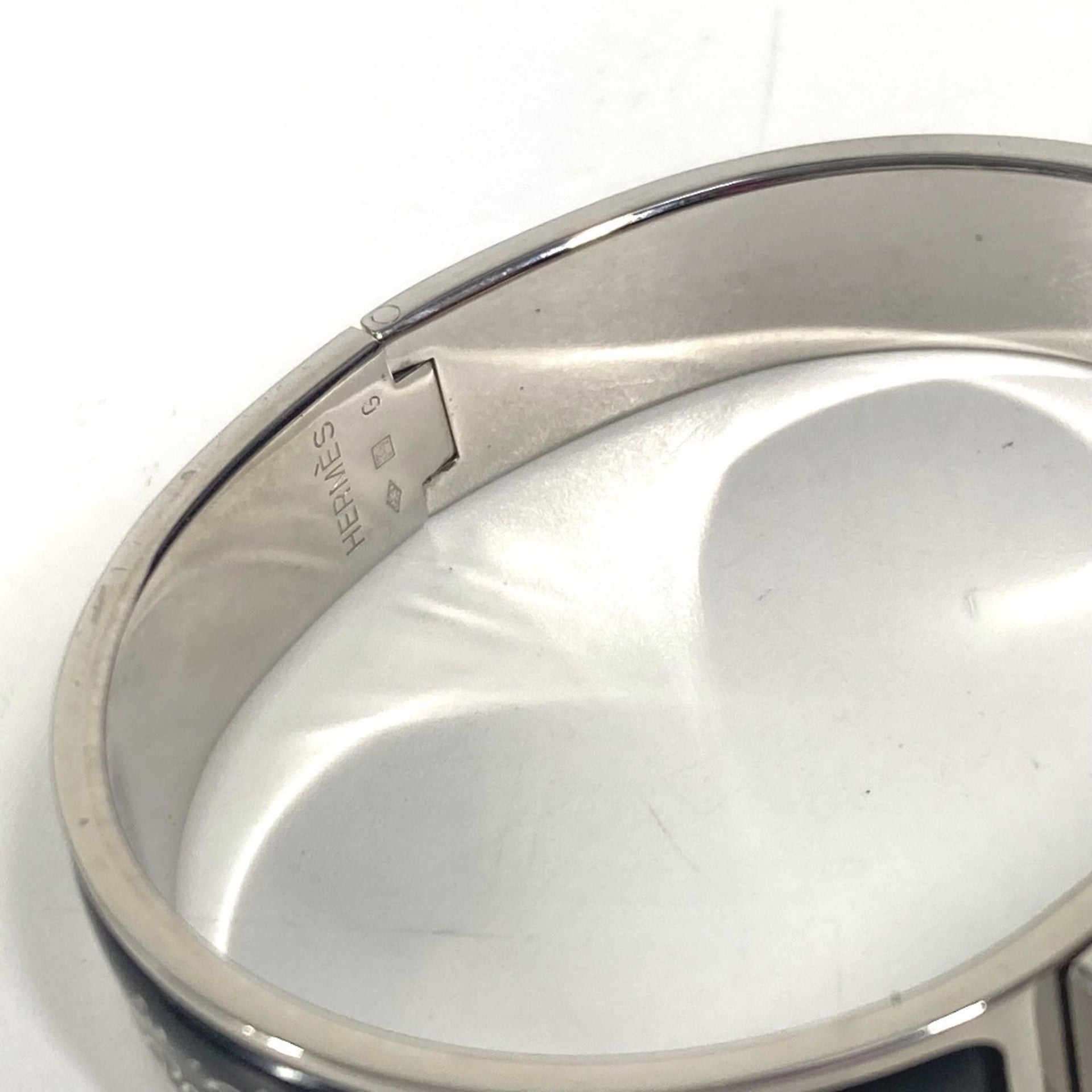 HERMES Hermes enamel bracelet accessory bangle metal ladies black 6
