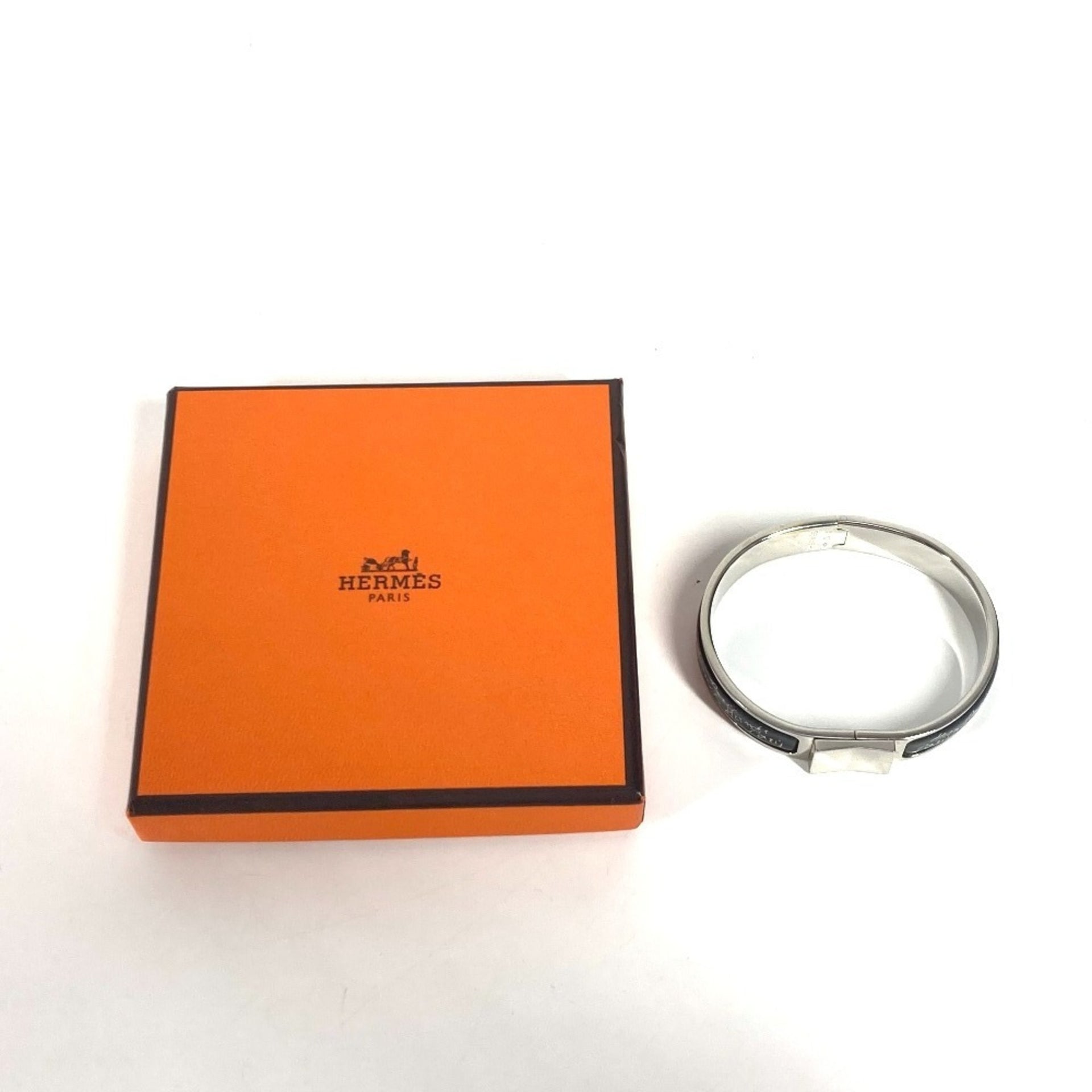 HERMES Hermes enamel bracelet accessory bangle metal ladies black 10
