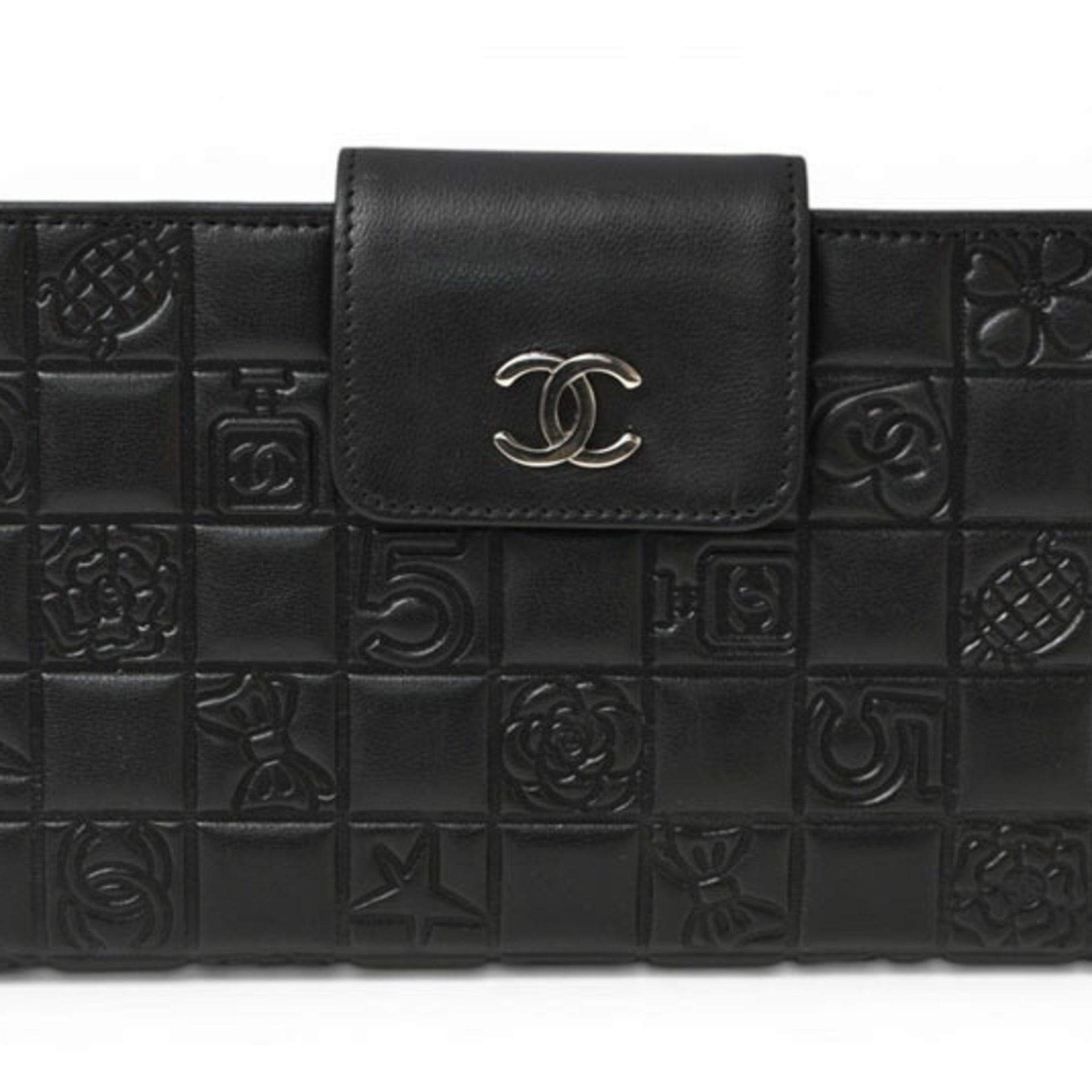 Chanel CHANEL Langbörse aus Lammleder Icon Schwarz 1