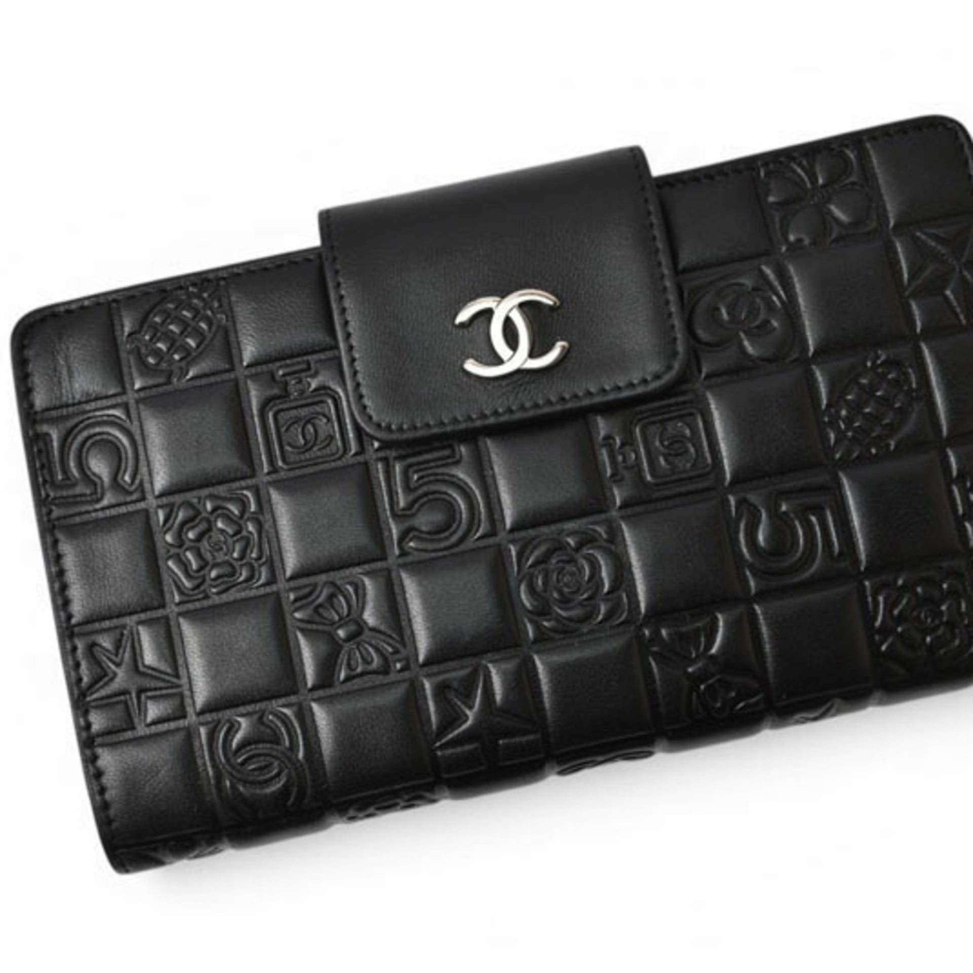 Chanel CHANEL Langbörse aus Lammleder Icon Schwarz 3