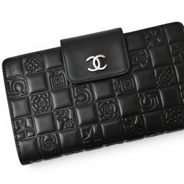 Chanel CHANEL Langbörse aus Lammleder Icon Schwarz 3