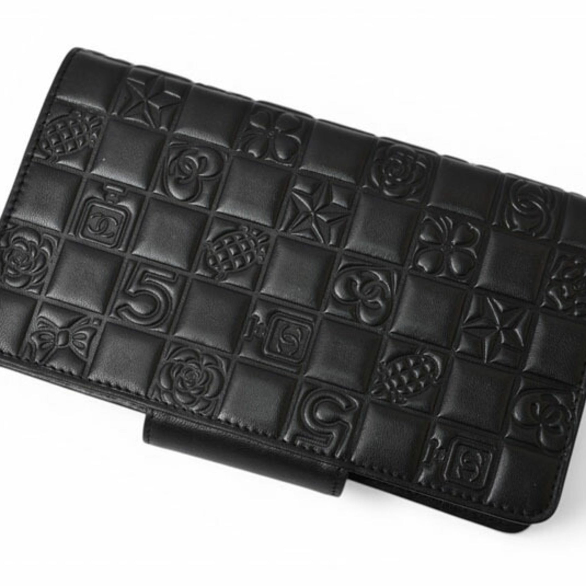 Chanel CHANEL Langbörse aus Lammleder Icon Schwarz 4