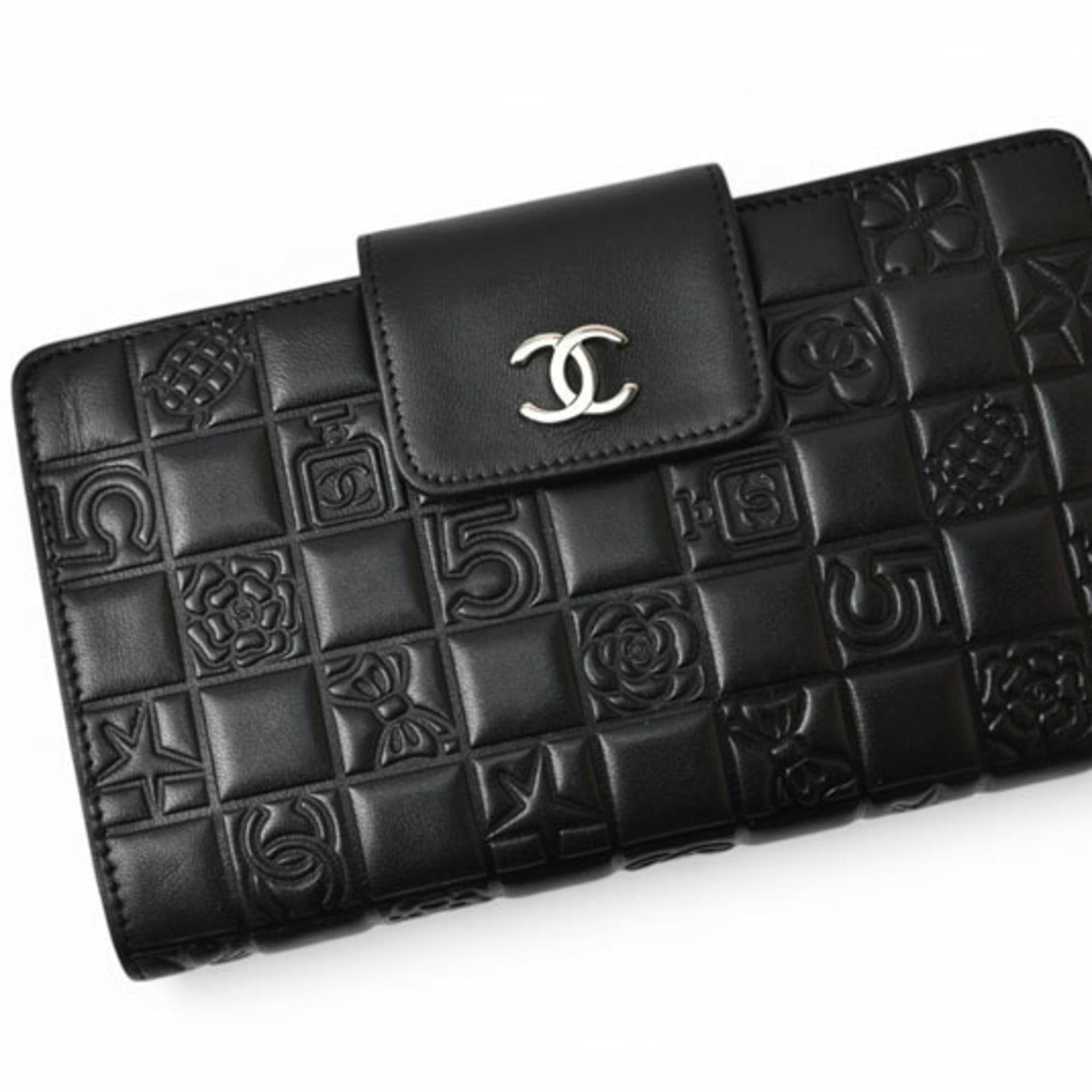 Chanel CHANEL Langbörse aus Lammleder Icon Schwarz 14