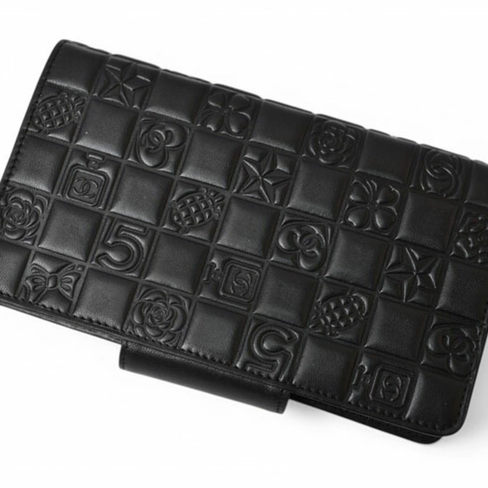 Chanel CHANEL Langbörse aus Lammleder Icon Schwarz 16