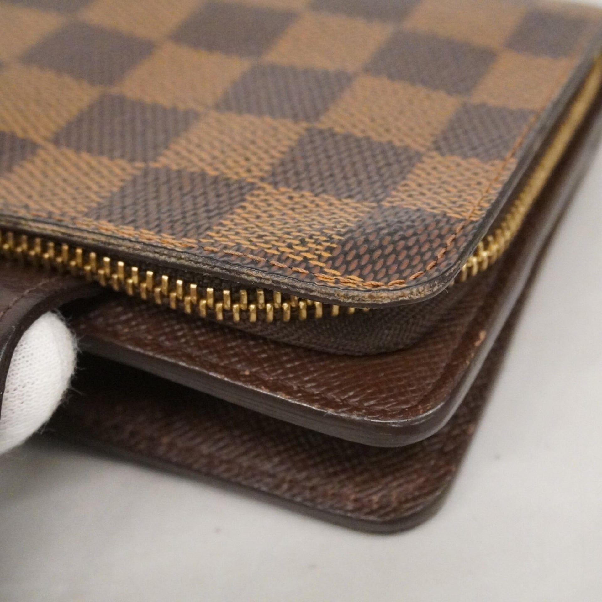 Cartera compacta con cremallera Louis Vuitton Damier N61668 Ebene para mujer 7