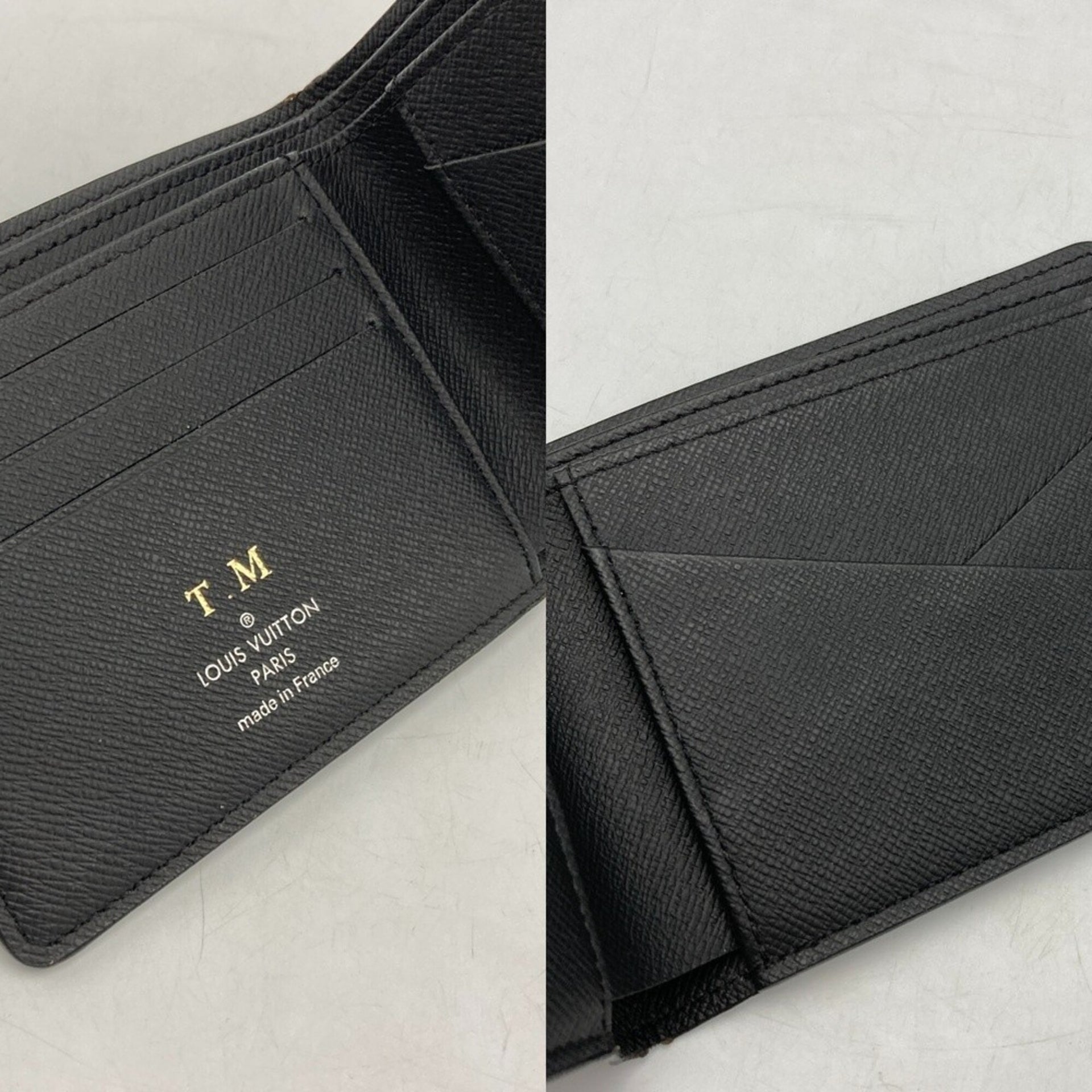Cartera compacta Louis Vuitton Monogram Eclipse Portefeuille Multiple M61695 para hombre 7