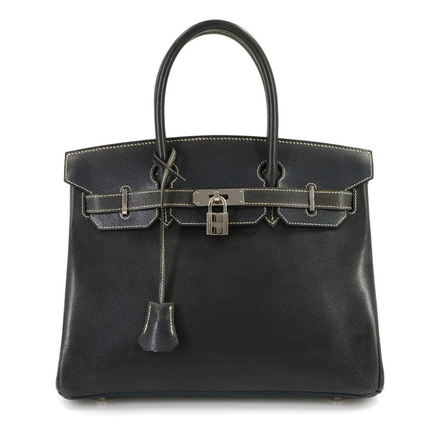 Hermes Birkin 30 Lisse Navy Handbag □E Stamp Silver Hardware 1