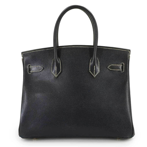 Hermes Birkin 30 Lisse Navy Handbag □E Stamp Silver Hardware 3