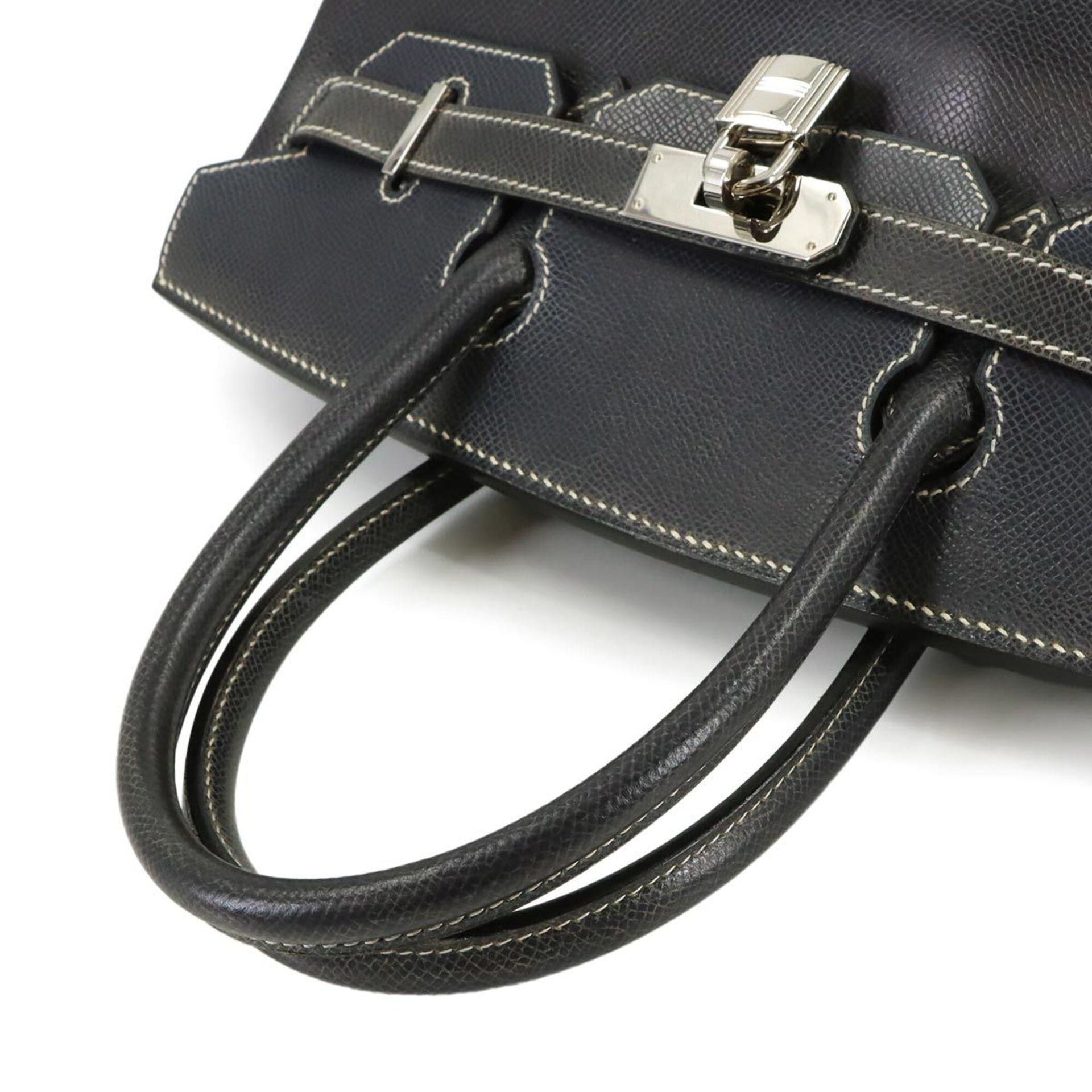 Hermes Birkin 30 Lisse Navy Handbag □E Stamp Silver Hardware 6