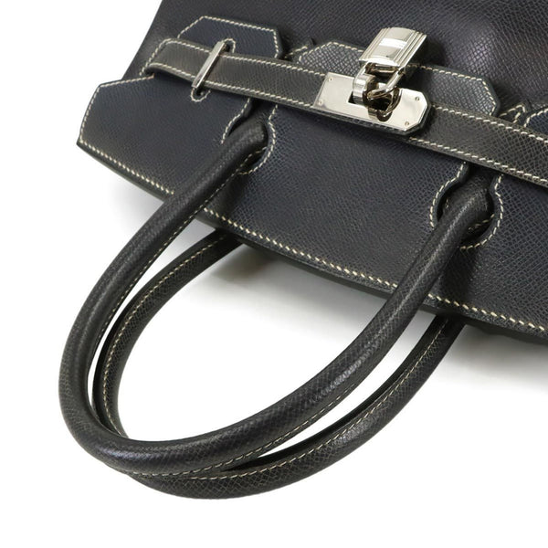 Hermes Birkin 30 Lisse Navy Handbag □E Stamp Silver Hardware 6