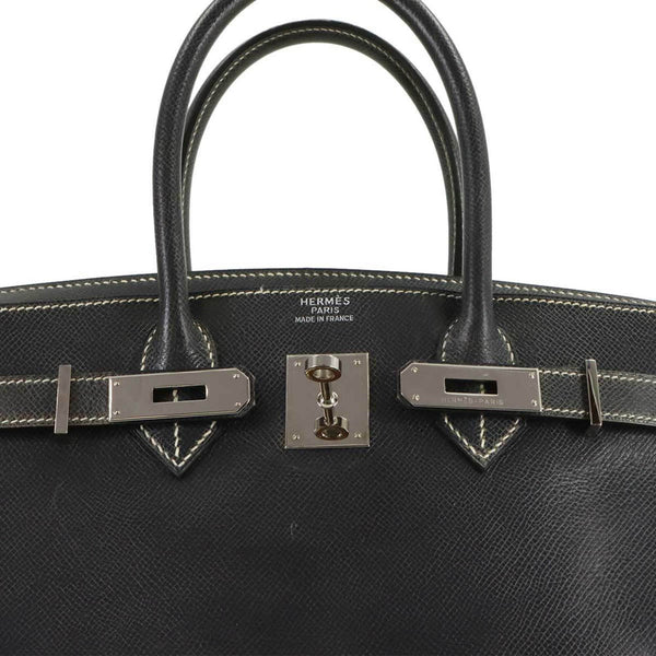 Hermes Birkin 30 Lisse Navy Handbag □E Stamp Silver Hardware 7