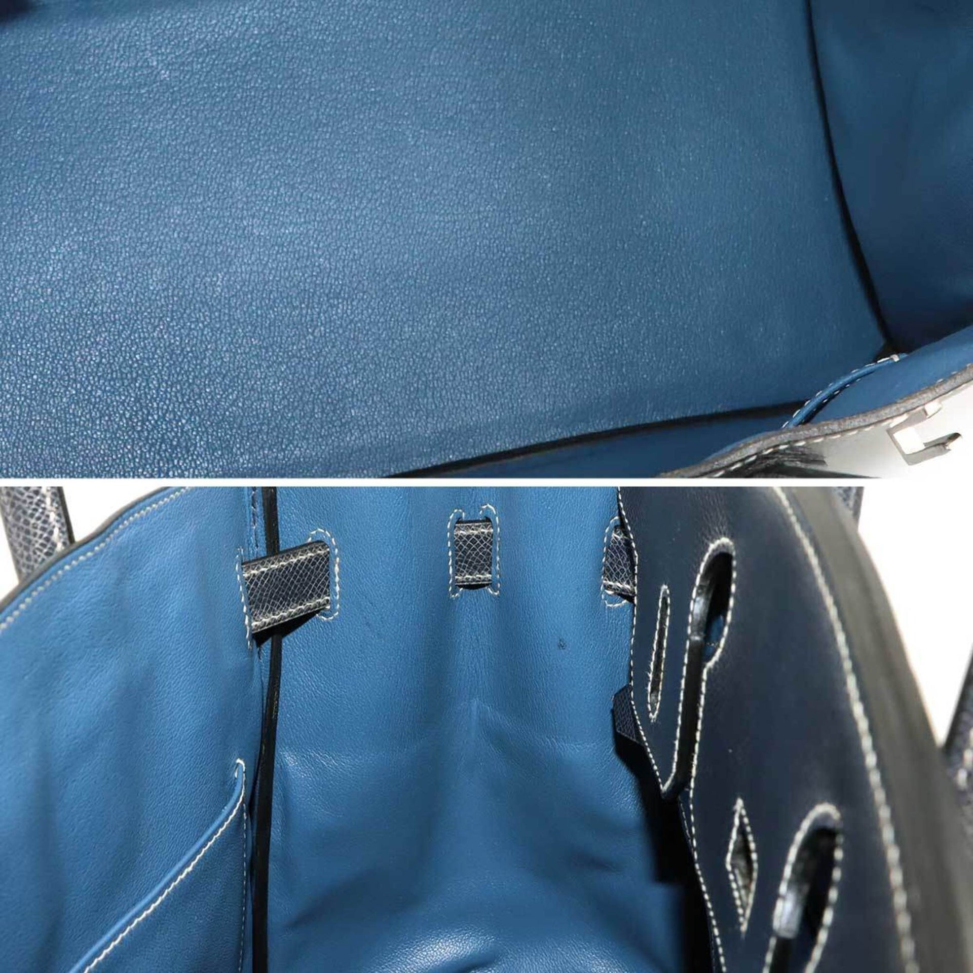 Hermes Birkin 30 Lisse Navy Handbag □E Stamp Silver Hardware 9